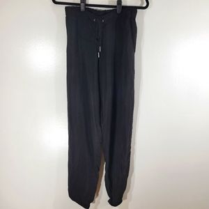 n:PHILANTHROPY black Japanese cupro pull on drawstring waist casual jogger pants